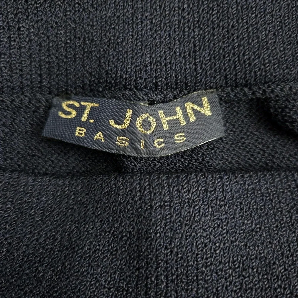 ST JOHN Collection Navy Stretch Santana Knit Classic Straight Pencil Skirt Sz 10